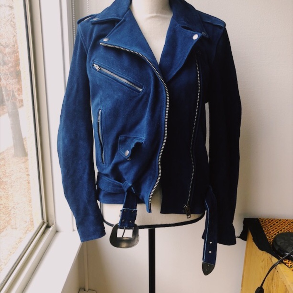 RARE Free People Seude Moto Jacket Blue M